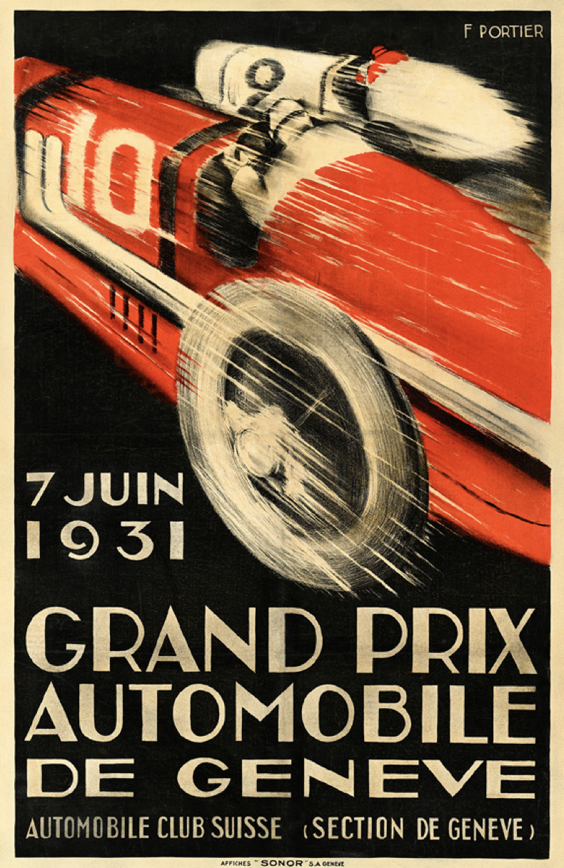 Affiche GP Automobile de Genève, Francis Portier, 1931